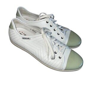 Mephisto Womens Sneakers Size 8 Green Cap Toe Lace Up Leather Air Jet